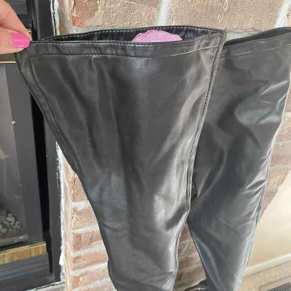 Azalea Wang Tiernan Thigh High Racer Boots Size 7.5 Stiletto Point Toe Clubwear - Picture 6 of 16